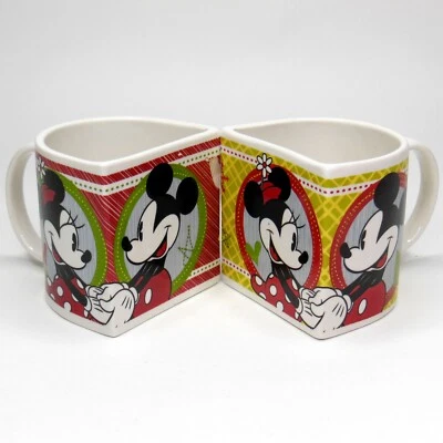 Par Disney 2011 Mickey Minnie Mouse Tomados de la Mano Café Taza de Té Taza Media Luna  Foto 1 de 4