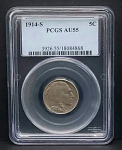 1914-S Buffalo Nickel AU55 PCGS - Picture 1 of 2