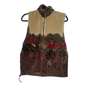 Vtg Outback Trading Company Size XSmall Fleece Vest Equestrian Horse Fox Hunt - Picture 1 of 8