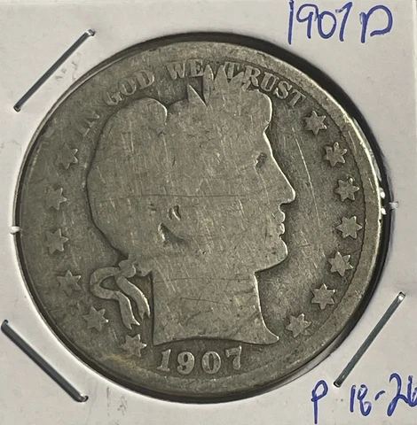 1907-D  Barber Half Dollar - FREE SHIPPING - P18-26 Cover