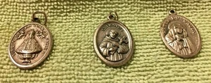 3- Vintage Italian Religious Sterling Silver Oval Shaped Charms - Picture 1 of 9