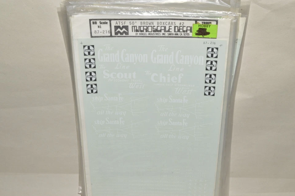 HO scale decals Microscale 87-216 ATSF Santa Fe RY 50' brown box cars #2 - Image 1 of 1