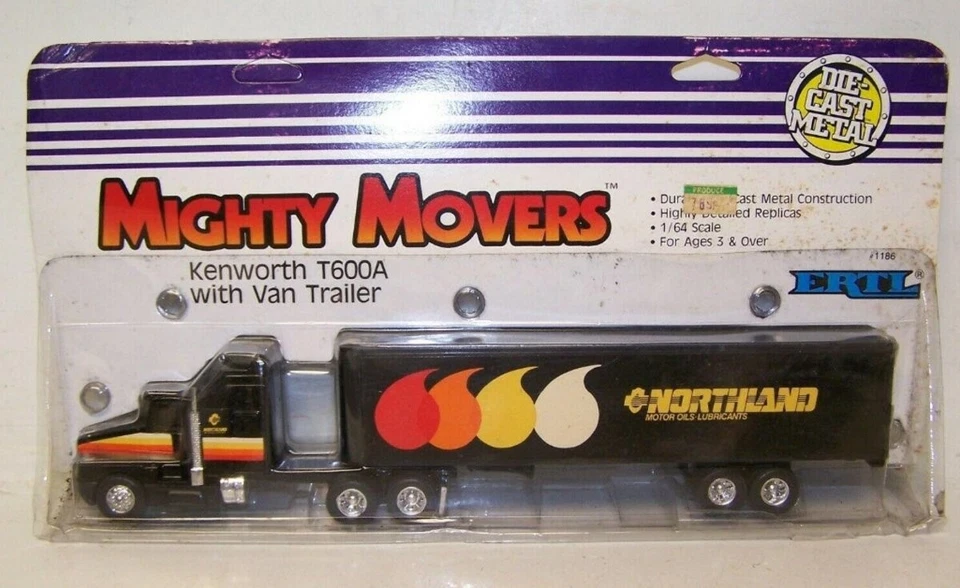 Ertl 1186 1:64 Mighty Movers Kenworth T600A con remolque Northland Van Foto 1 de 1