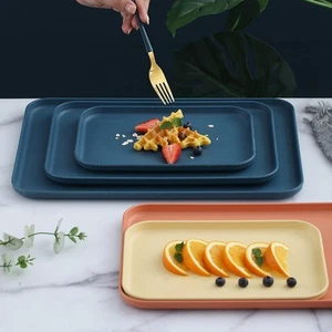 (Approx. 25x17cm/9.8x6.7in)Kitchen Serving Tray Wheat Straw Rectangular JY - Picture 1 of 7