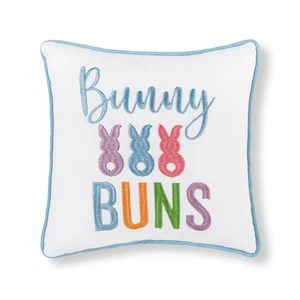 Easter "Bunny Buns" Embroidered Small/Petite Spring Themed Accent Pillow, 10" x - Picture 1 of 4