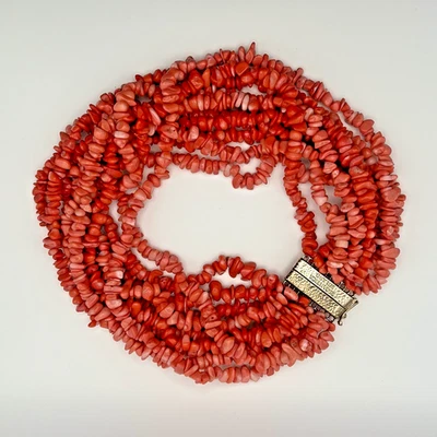 Collar Gargantilla Decadente ROSANTICA MILANO Coral Rojo Multihilo 15" Foto 1 de 4