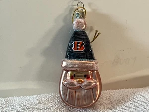 Christmas ornament glass santa face tall hat Cincinnati Bengals Logo PO9557 - Picture 1 of 4
