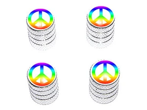 Peace Sign Rainbow - Tire Valve Stem Caps - Aluminum - Picture 1 of 1