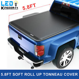 5.8FT Soft Roll-Up Tonneau Cover For 2014-2018 Silverado Sierra 1500 Truck Bed