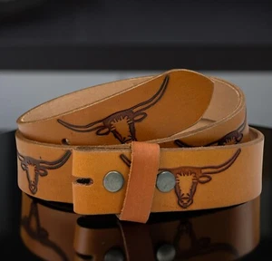 Western Genuine Leather Belt Full Grain Handmade Men's Heavy Duty Without Buckle - Picture 1 of 11