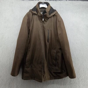 Calvin Klein Jacket Mens XL Brown Storm Coat Removable Hood Water Resistant - Picture 1 of 16