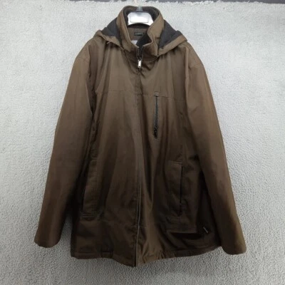 Calvin Klein Jacket Mens XL Brown Storm Coat Removable Hood Water Resistant - Image 1 of 4