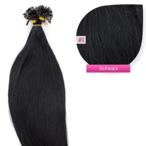 Keratin Bonding Hair Extensions #1 SCHWARZ 100% Remy Echthaar Strähnen 50cm 60cm - Bild 1 von 2