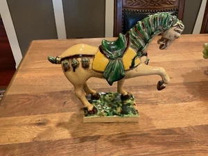 VTG Signed Ugo Zaccagnini Large Glazed Stoneware Pottery TANG Horse Sculpture - Picture 1 of 9