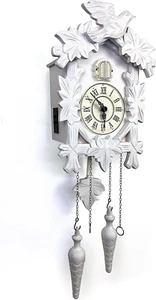 Cuckoo Clock Vintage Large Wooden Wall Clock Handcrafted 13X9.5 Inch (White) - Picture 1 of 12