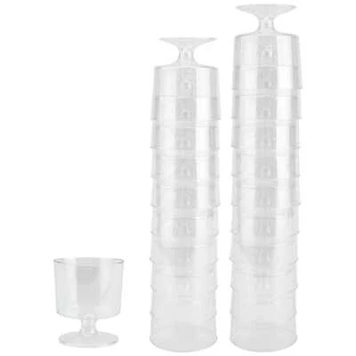 Clear Plastic Reusable Wine Tasting Samples Glasses 60ml 40 Pk Dessert Cups - image 1 of 3