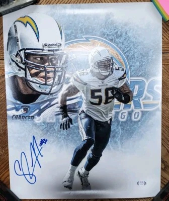 NICE AUTOGRAPHED Chargers Shawne Merriman NFL 16x20 Photo PSA COA - Image 1 of 3