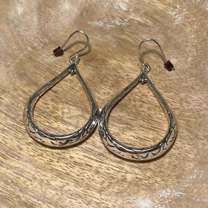 Scott Kay 925 Sterling Silver Cypress Collection Engraved Hoop Teardrop Earrings - Picture 1 of 12