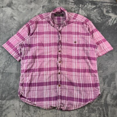 Vintage Y2K Jansport Plaid Shirt L Purple Pink Short Sleeve Button Down - Image 1 of 4