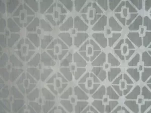 Paul & Galbraith Gray Hand Block Printed Linen Fabric Trellis Design 78" + - Picture 1 of 10