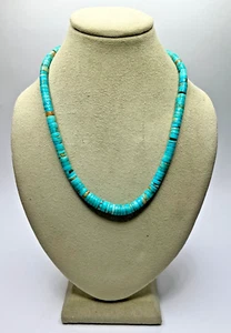 CV17. Vintage Native American Turquoise Beaded Collar Necklace - Picture 1 of 9