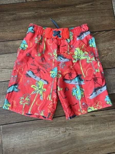 Cherokee Boys Small Bright Pink Surfing Swim Trunks Summer Neon Waves Swimsuit - Picture 1 of 7