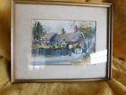 Vintage 1978 Mcm English  John Corvin Watercolor Anne Hathaway Cottage Signed