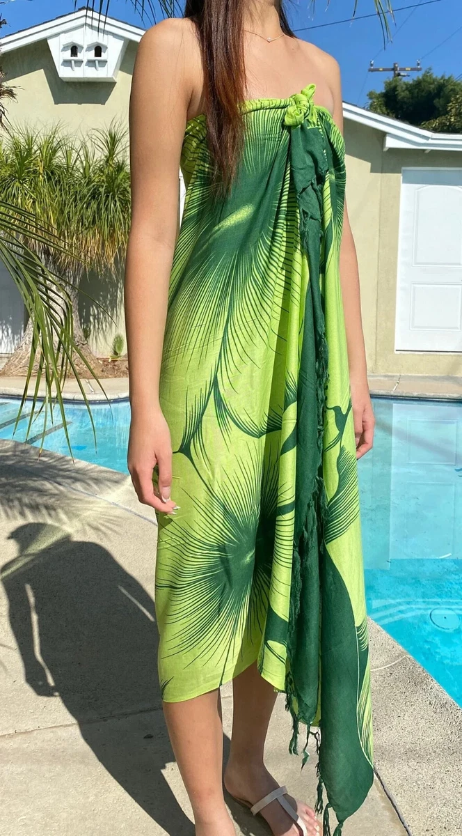 Vestido Pareo Hawaiano Negro Liso Para Luau, Crucero
