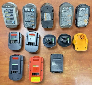 Lot Of 13 "For Parts Only - AS-IS"  RYOBI, BLACK& DECKER, DEWALT Batteries - Picture 1 of 2