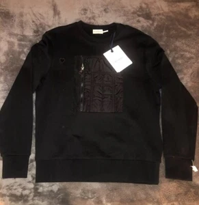 Moncler Black Crewneck Sweatshirt Men’s Size Small military New Retail $1195 - Picture 1 of 7