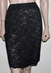 Emanuel Ungaro cotton nylon black/gold embroidery lace skirt 12/46 - Picture 1 of 7