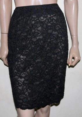 Emanuel Ungaro Algodón Nylon Negro/Dorado Bordado Encaje Falda 12/46 Foto 1 de 4