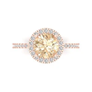 14K Rose Gold Solitaire with Accents Engagement Ring, 1.8 ctw Natural Morganite - Picture 1 of 11