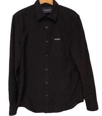 Camisa de pana Calvin Klein logotipo bolsillo abotonada negra para hombre talla mediana usada en excelente estado  Foto 1 de 4