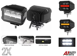 2X 4" rechteckige LED Arbeitsleuchte Arbeitsleuchte mit rot gelb Rückmarkierung Rücklicht - Bild 1 von 10