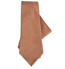 St. Patrick Men's Tie & Hanky Set Taupe Light Brown Solid Pattern 3.5" Wide
