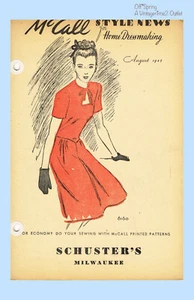 1940er Vintage 8 Seiten McCall Style News Schnittmuster Flyer August 1945 Original - Bild 1 von 3