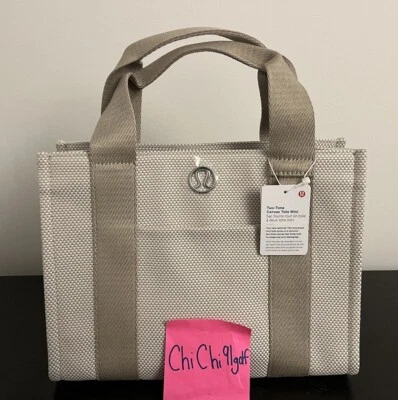 Lululemon Two-Tone Mini Canvas Tote Bag - Mojave Tan / Light Ivory - Image 1 of 3