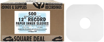 (500) 12” LP Vinyl Record Inner Sleeves - ARCHIVAL White Heavyweight Paper 12IW Foto 1 de 4