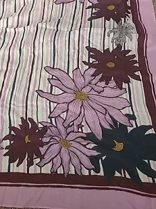 NWT New Ann Taylor LOFT Floral Dahlia Purple and navy Blue Square silk Scarf - Picture 1 of 5