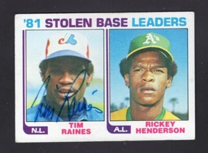 Tim Raines 1982 Topps Autographed Card 1981 Stolen Base Ldrs. #164 - Picture 1 of 2