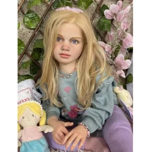 40inch Painted Reborn Baby Doll Kit Lifelike DIY Unfinished Doll Parts with Hair - Picture 1 of 4