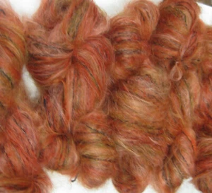 CLEARANCE 6 x 100gm Luxury Brushed Mohair 12ply Handdyed Apricot Orange Multi - Picture 1 of 5