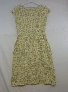 Boden Short Dress Size 10 R Yellow Floral Print Stretchy Cotton Pockets - Picture 1 of 14