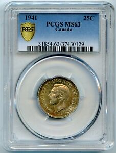 Canada George VI 25 Cents. 1941 KM-35 PCGS MS63 N°2