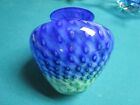 GLASS BULLE CONTROLLED GREEN BLUE VASE  6 X 6" MURANO GLASS ITALY 