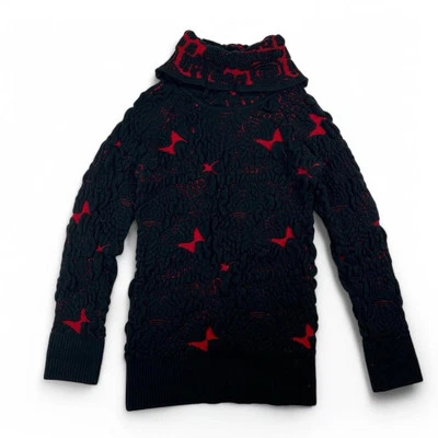 Jersey Y2k Desigual Rojo y Negro Tejido Texturizado Cuello Tortuga Talla Grande XL SE ADAPTA A L Foto 1 de 4