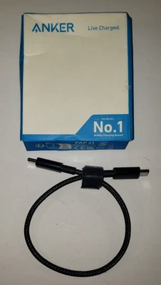 Cable Anker USB-C a USB 1 pie 60 W trenzado CAJA ABIERTA probado funcionando Foto 1 de 2