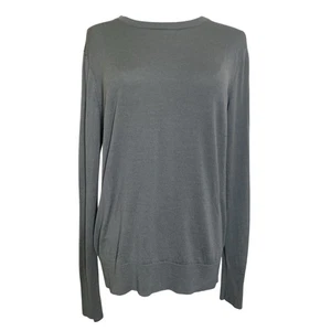 Uniqlo Damen salbeigrün 100 % Wolle Rundhalsausschnitt dünner Pullover Pulli Größe Large - Bild 1 von 6