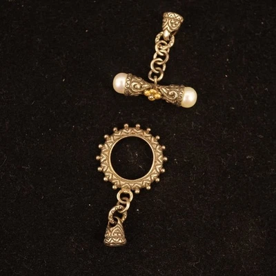 Barbara Bixby 18k Gold, Sterling & Pearl Toggle Clasp, 9g - Free Shipping USA - Image 1 of 4